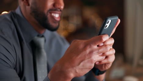 Businessman,-hands-and-phone-at-night-for-social