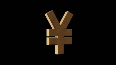 yen sign golden and rusty. transparent background