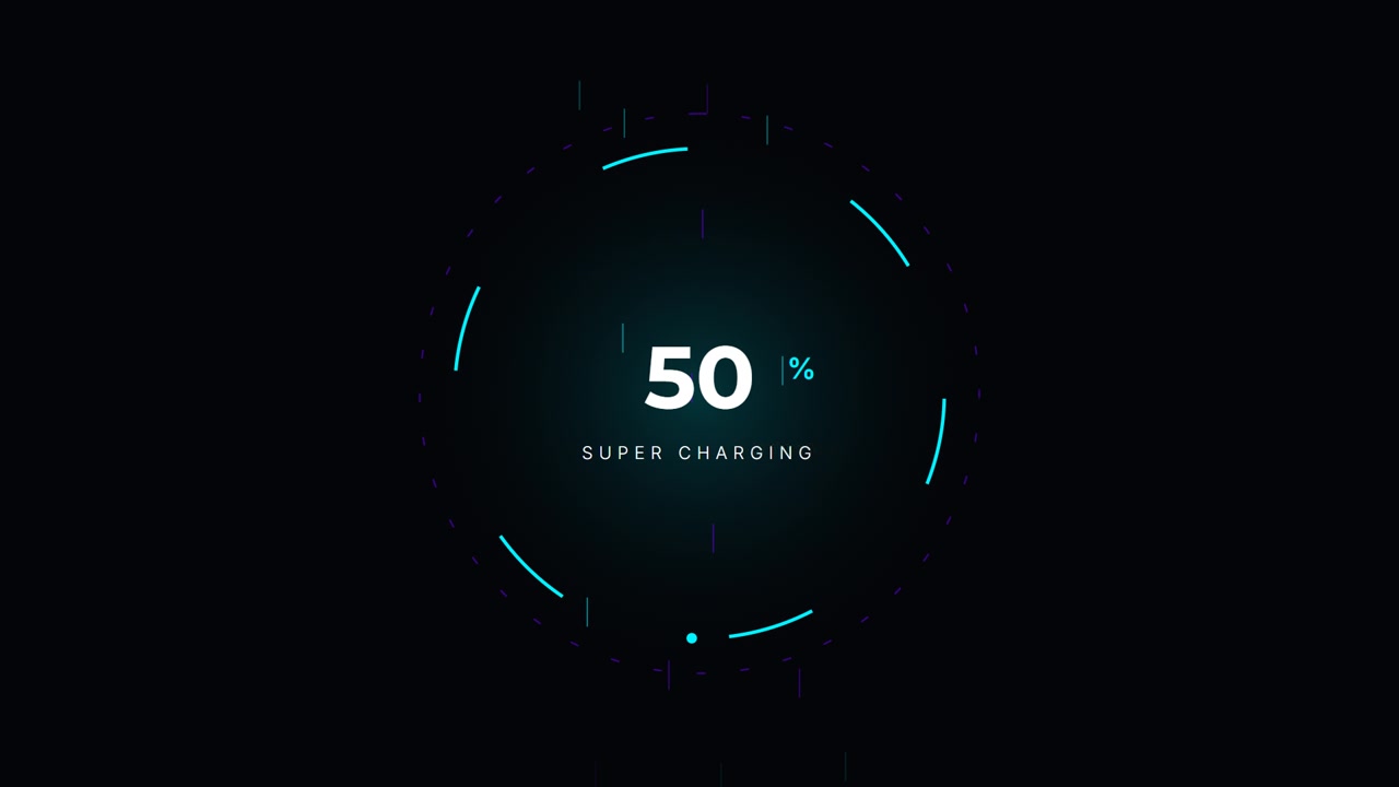 Digital Loading Progress Bar with Super Charging Text