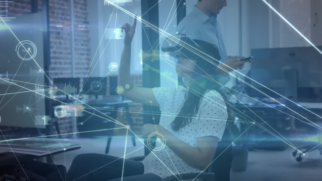 animación de la red de conexiones sobre personas de negocios en la oficina