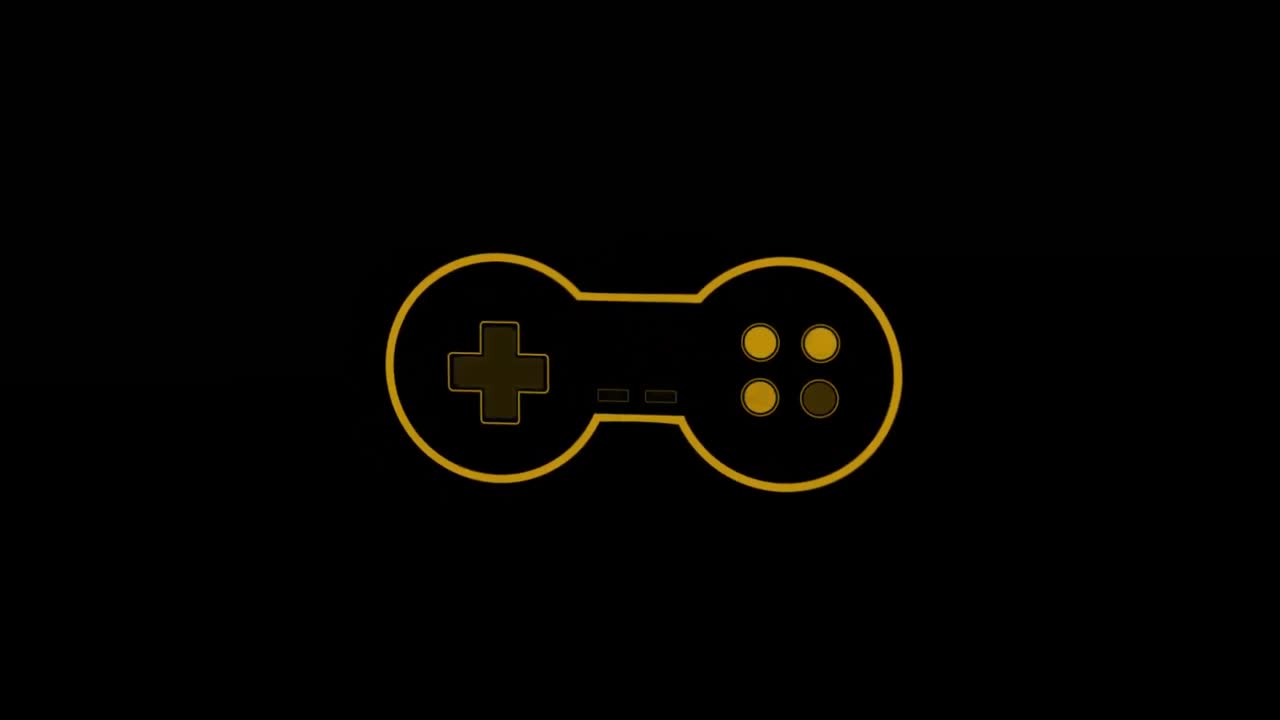 노란색 비디오 게임 로고의 애니메이션