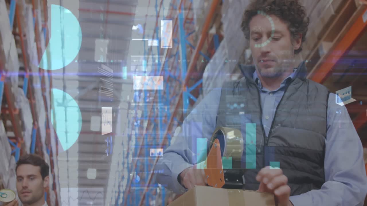 animación del procesamiento de datos sobre las personas que trabajan en el almacén