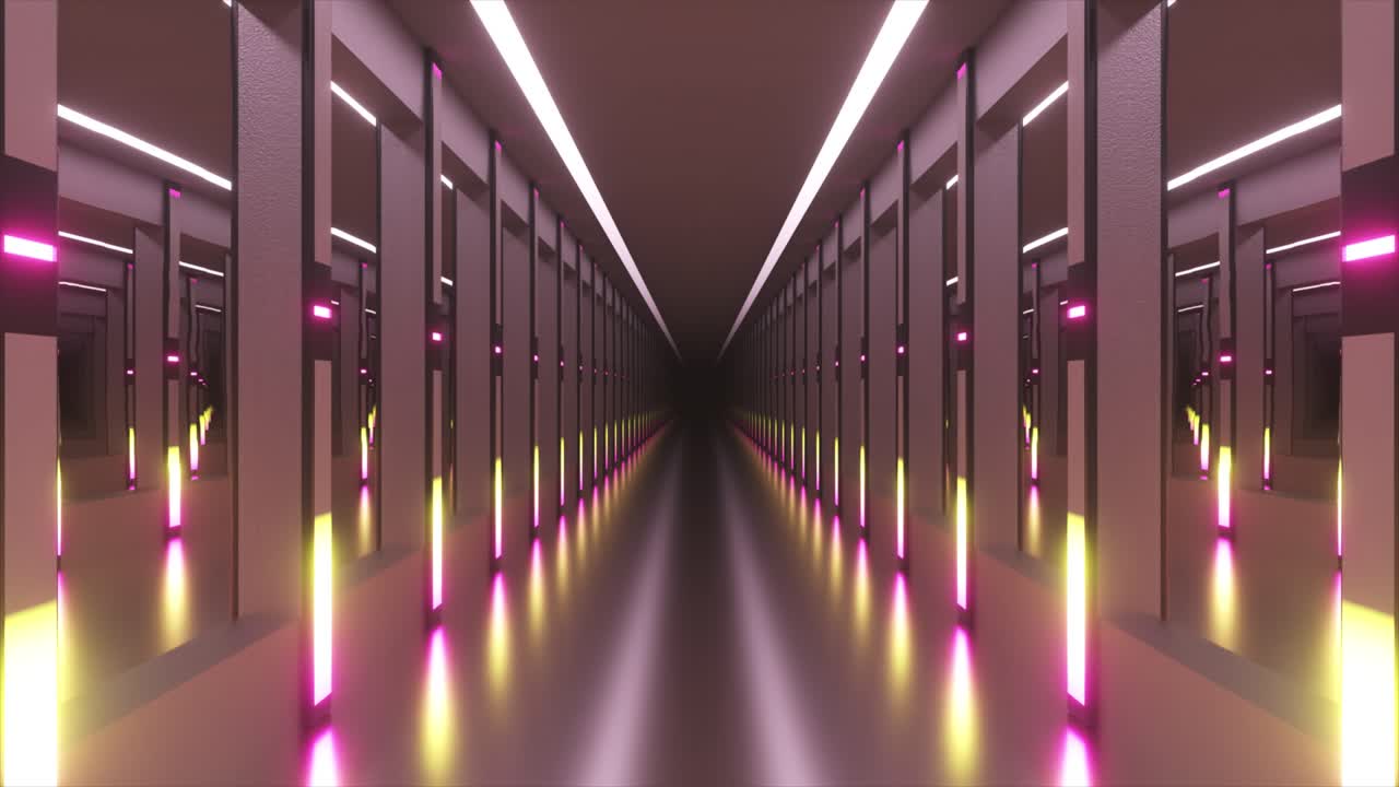футуристический коридор неонового туннеля