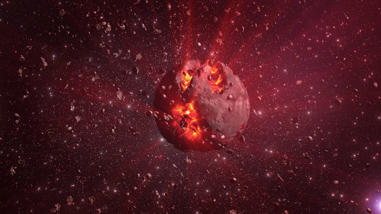 impacto de asteroides y explosión en el espacio