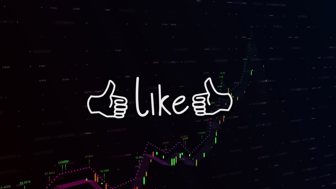 금융 데이터 처리 위에 엄지손가락을 올려 놓은 비슷한 텍스트의 애니메이션