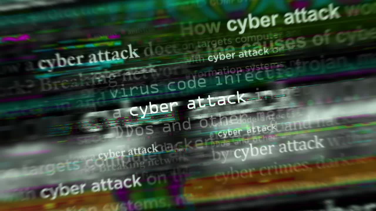 Headline news titles media with cyber attack seamless looped