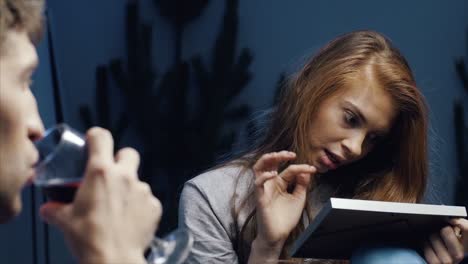 couple looking at a photo