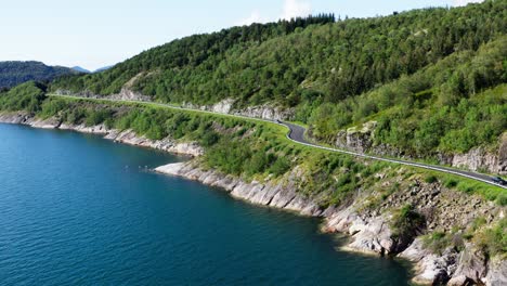 car driving at norwegian scenic route helgelandskysten