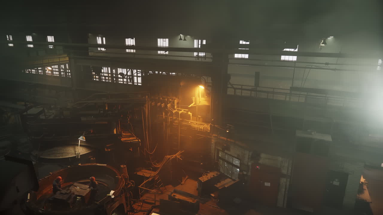 Industrial Steel Factory Interior at Night