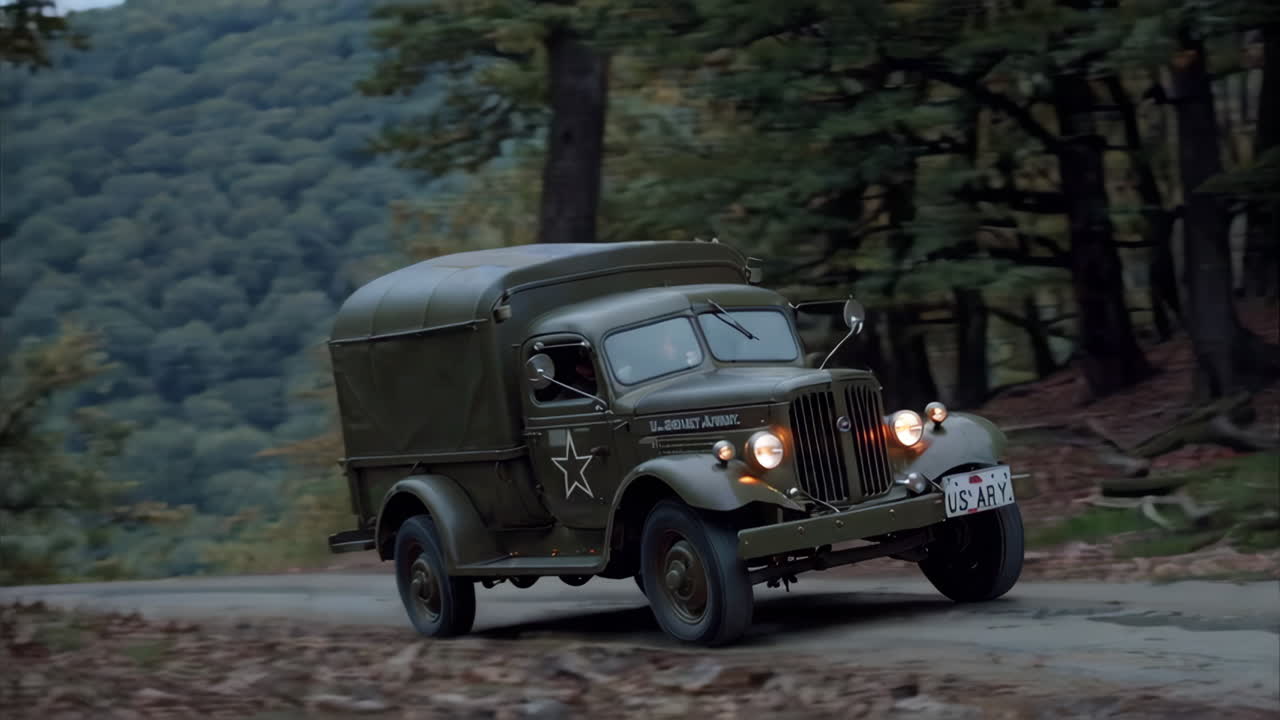 Vintage US Army Truck on a Mountain Road
