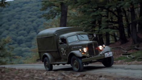 Vintage US Army Truck on a Mountain Road