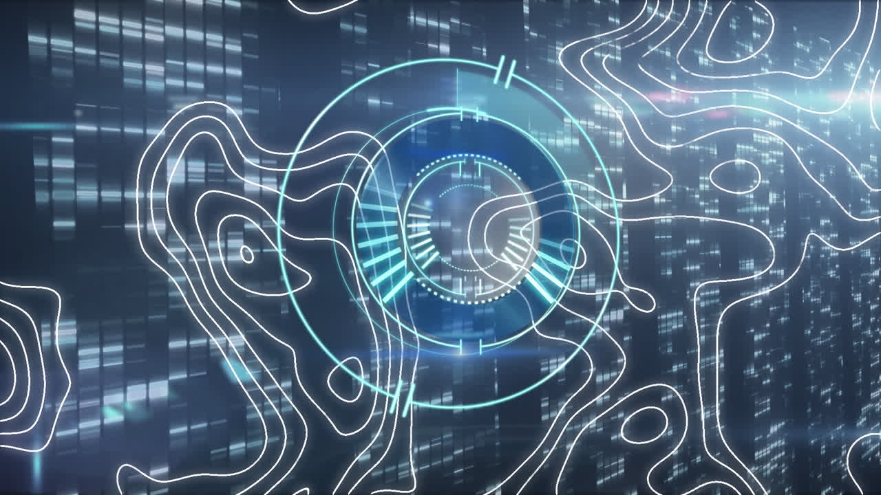Animation of shapes and data processing digital tunnel
