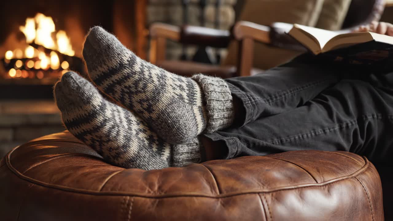Cozy Winter Reading by the Fireplace