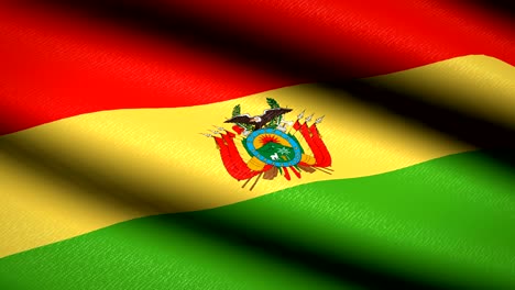 bandera de bolivia ondeando fondo textil con textura. animación de bucle sin costuras. pantalla completa. movimiento lento. video en 4k
