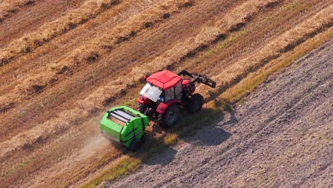 rural lifestyles, farming baler equipment, straw meadow, summer planting