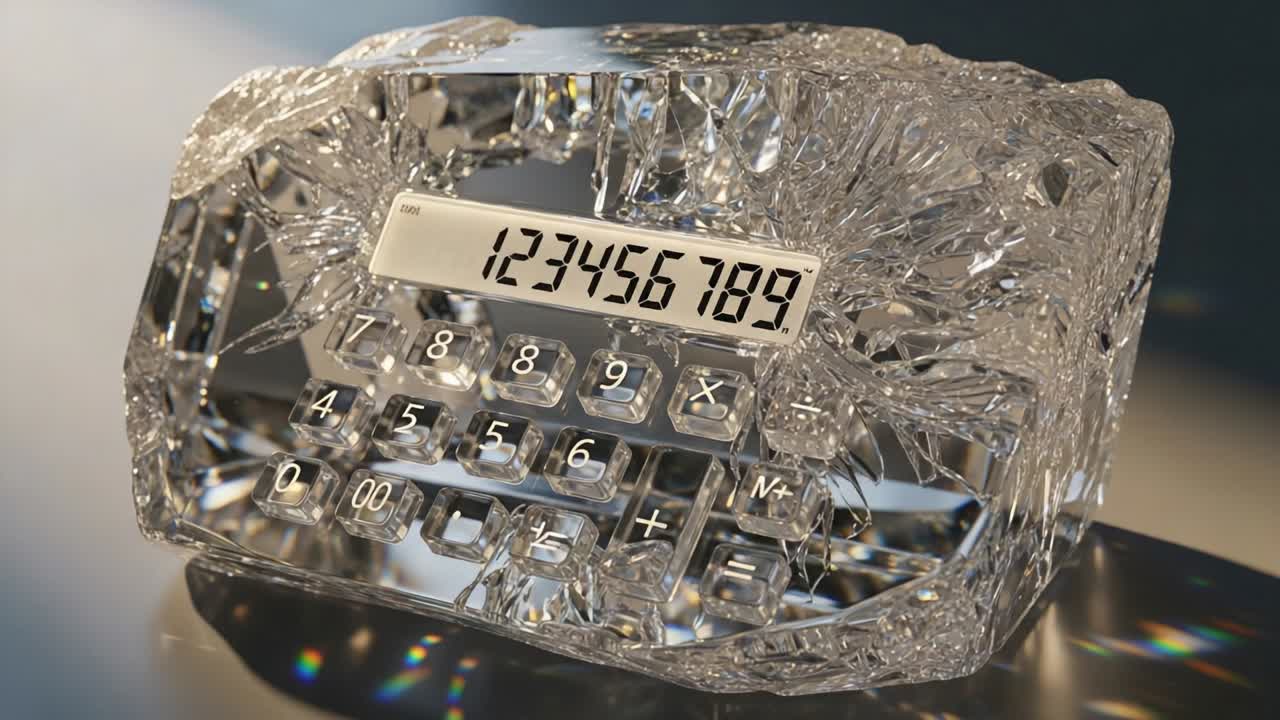 A Stunning Crystal Calculator: An Artistic Blend of Functionality and Design, Showcasing Intricate Patterns and a Translucent Aesthetic in Two Captivating Frames