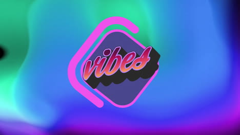 animación de texto de vibraciones sobre un fondo colorido