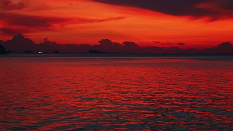 red sunset over the ocean