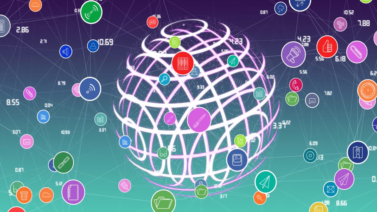 анимация глобуса над медиа-иконами