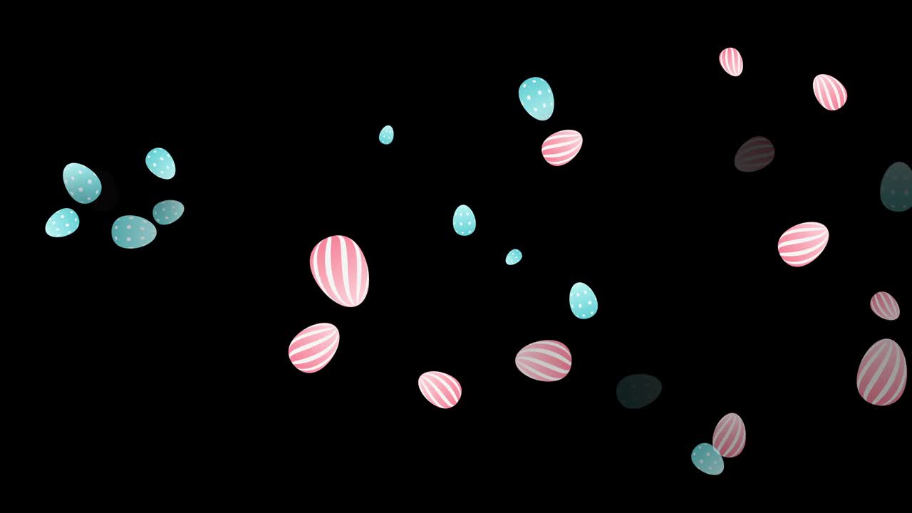 4K Abstract Loopable Happy Easter, Black Background