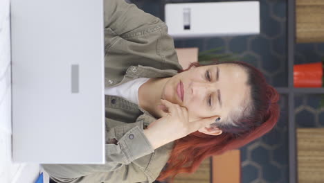 vertical video of portrait of thoughtful business woman.