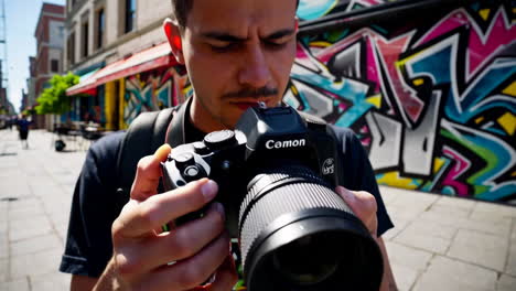 street photography in the city with graffiti