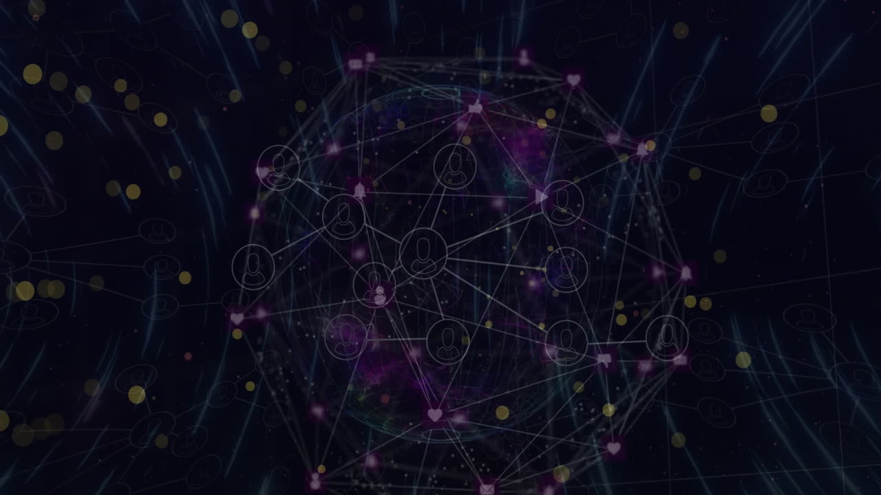 animación del procesamiento de datos y la red de conexiones en todo el mundo