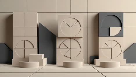 minimalist geometric studio background with podiums