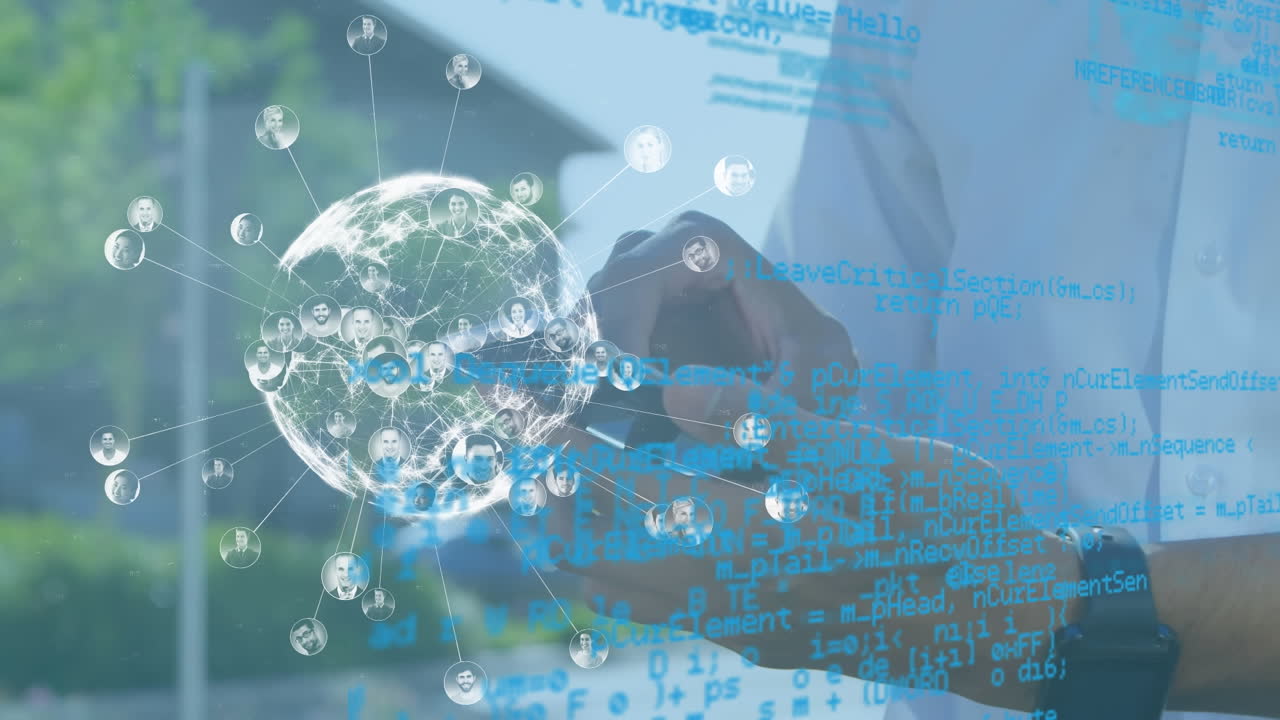 스마트폰을 사용하는 카우카스계 사업가에 대한 금융 데이터 처리 애니메이션