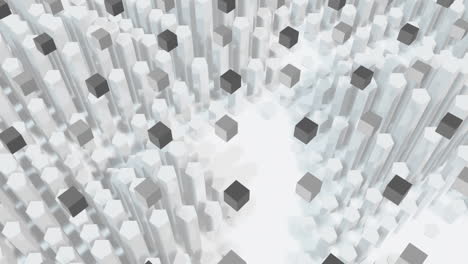 moviendo filas de cubos grises sobre bloques blancos en 3d