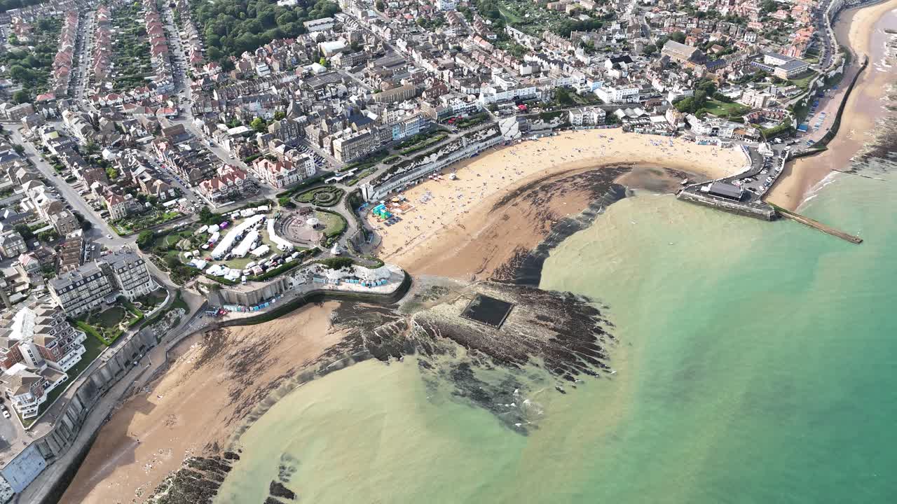 Broadstairs Kent seaside town UK establishing aerial shot
