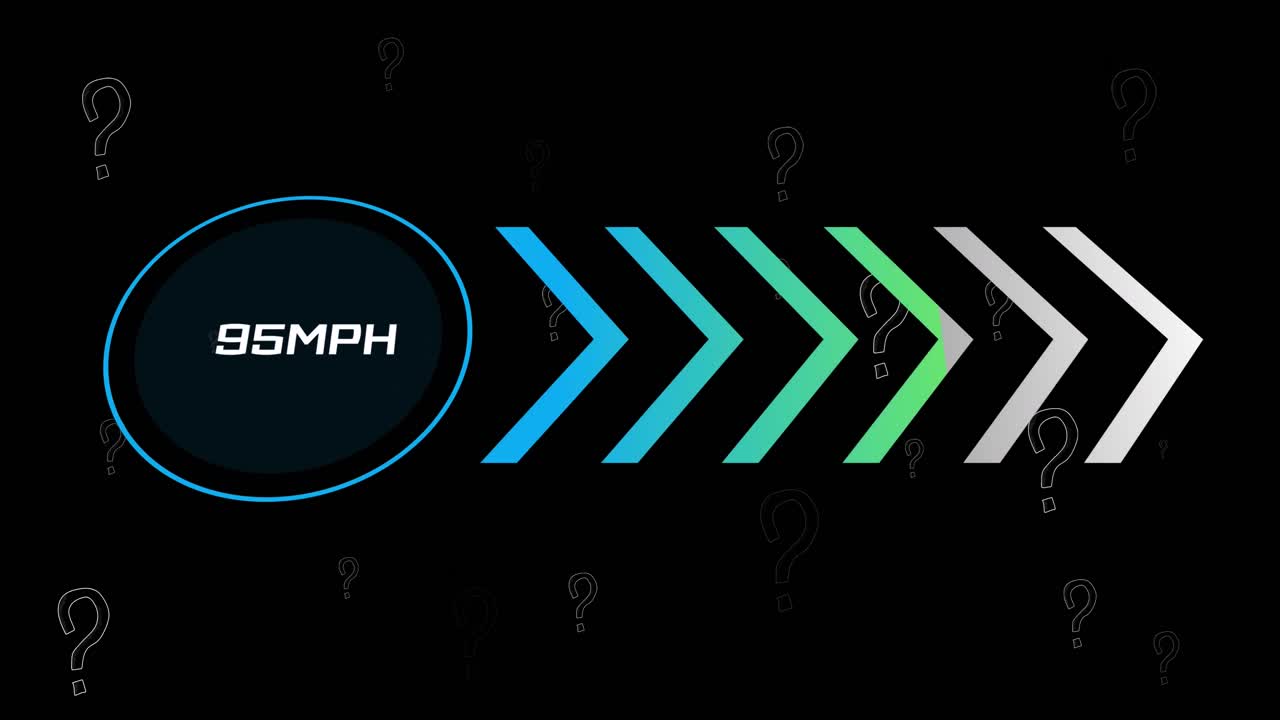 animación del procesamiento de datos sobre iconos de signo de interrogación en fondo negro