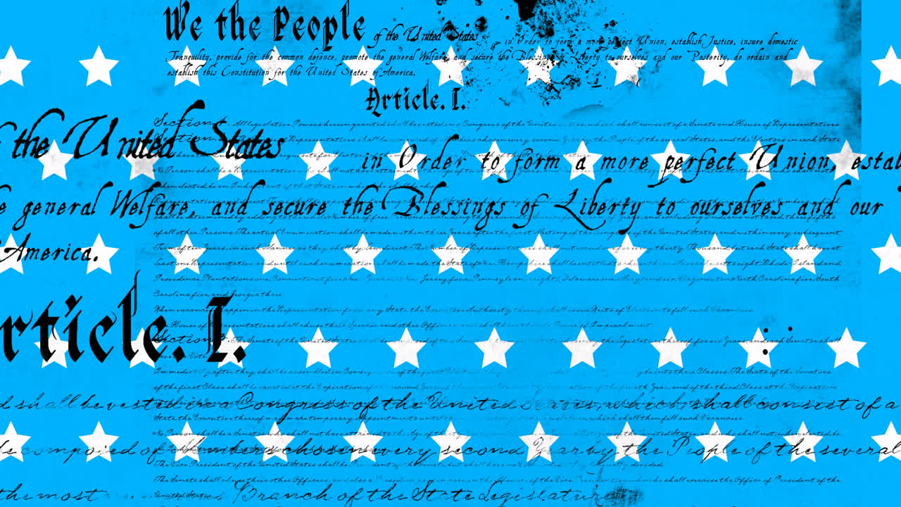 파란색 배경에 있는 별 위의 텍스트의 애니메이션