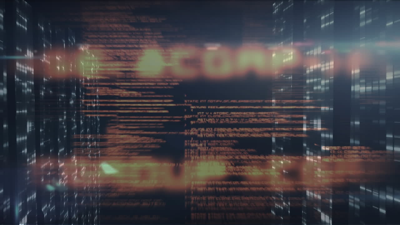 animación del procesamiento de datos a través de servidores informáticos