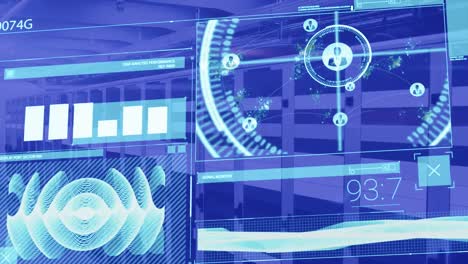 animation of data processing over server room