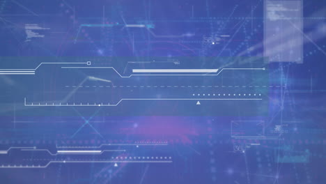 animación del procesamiento de datos y la red de conexiones sobre fondo azul