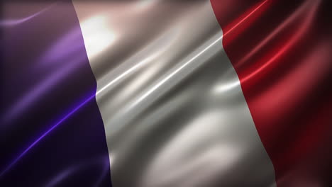 flag of france, high-angle, perspective view, waving in the wind, realistic with a cinematic look and feel, and elegant silky texture, cg animation seamless loop-able