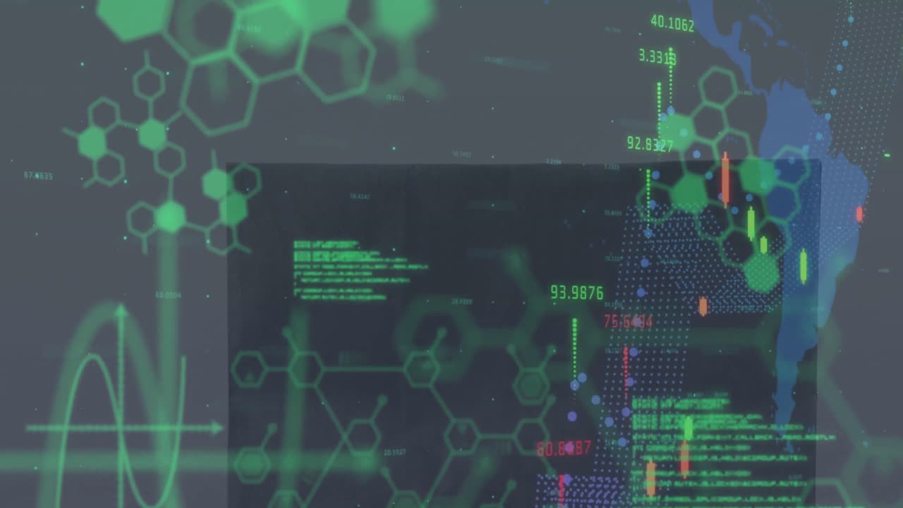 animación del procesamiento de datos sobre formas