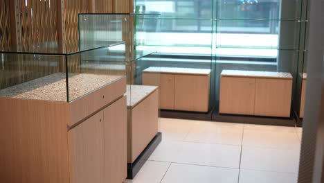 central market empty store booth, empty display, empty shelves