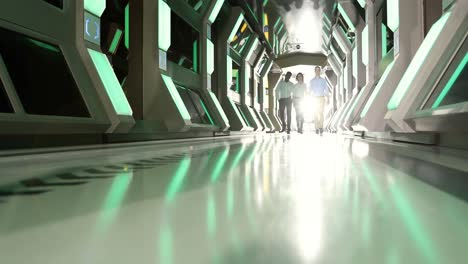 business colleagues walking in corridor 4k