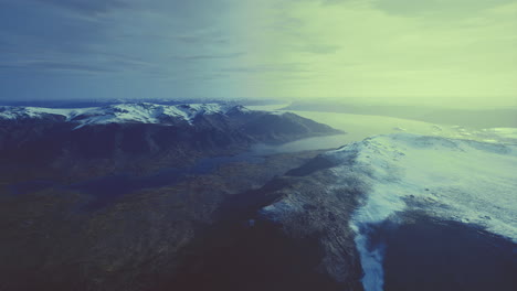 breathtaking aerial view of mountain landscape with snow and glacier