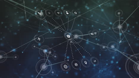 animation of network of connections with icons