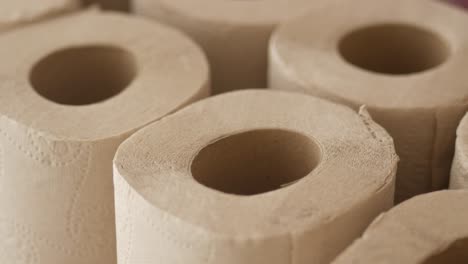 close-up of toilet paper rolls