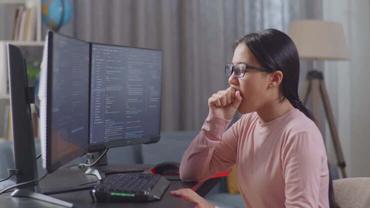 Woman Programmer Working on Computer