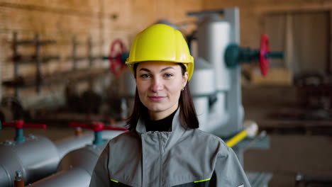 brunette young woman at the factory