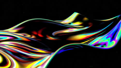 abstract iridescent wavy flow on black