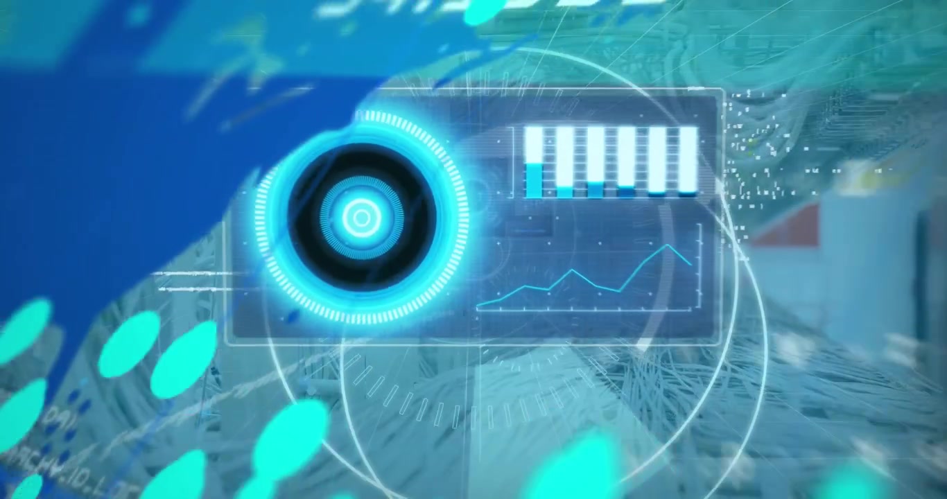 Animation of financial data processing over digital screen