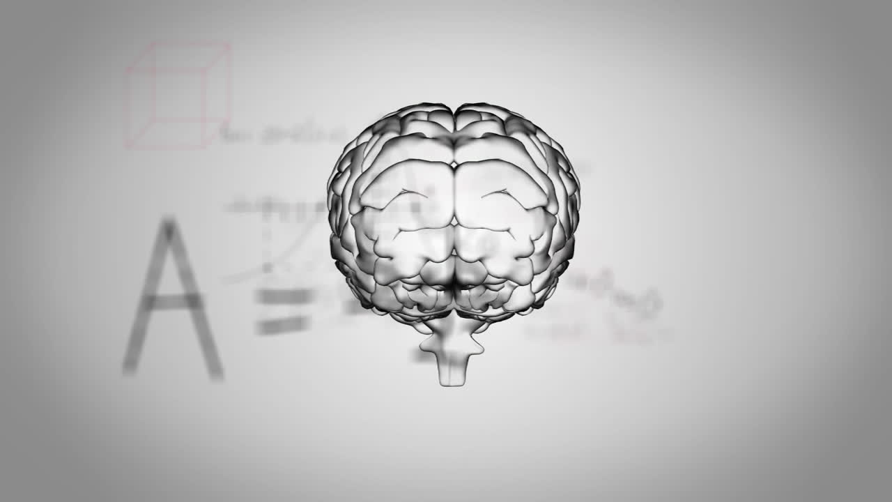 Animation of brain over mathematical equations
