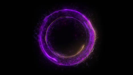 animación de un portal eléctrico redondo violeta que consiste en relámpagos, energía y partículas aisladas en fondo negro con alpha luma matte vfx cg 4k. puerta espacial. ciencia ficción. futurista.