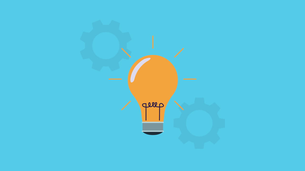 ajustes de la bombilla y los engranajes animados